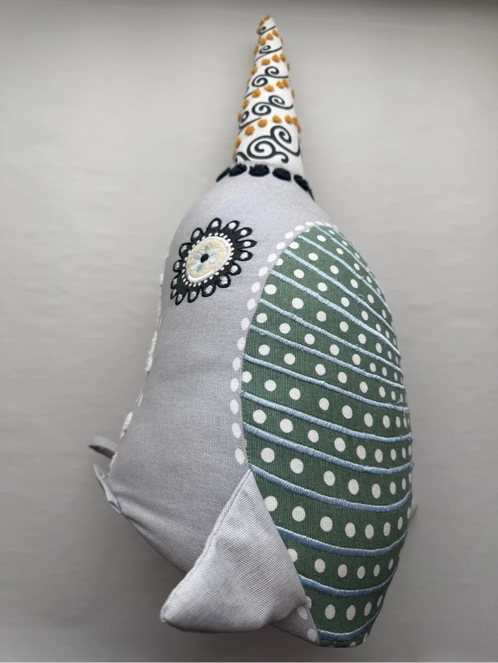 Crate & Barrel Curious Narwhal Head Wall Decor Mounted Plush Nursery Art
